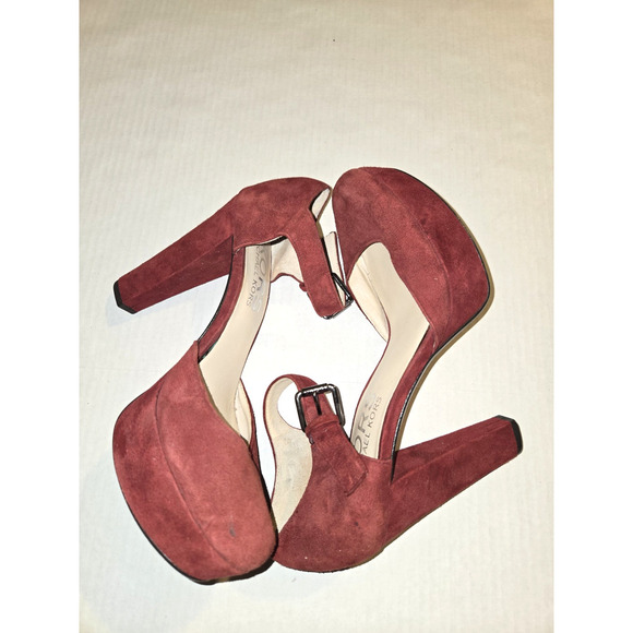 Womens Michael Kors Sierra Platform Heels Mary Jane Size 8 Suede Bordeaux/Red - Picture 3 of 11